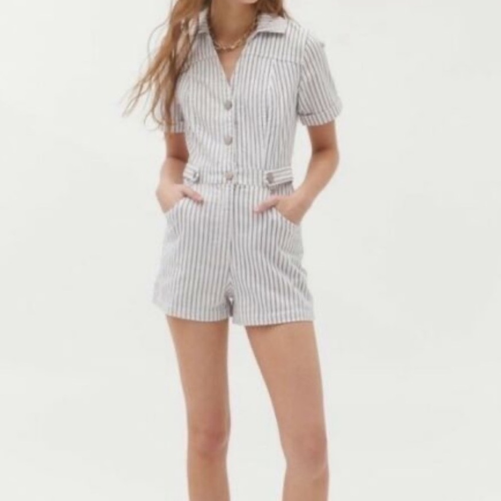 BDG Urban Outfitters Striped Denim Romper Shorts XS